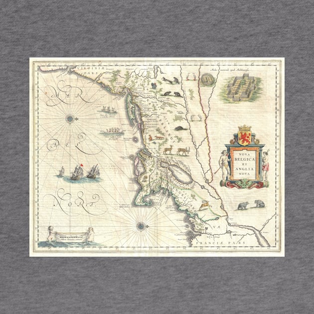 Vintage Map of New England (1635) by Bravuramedia